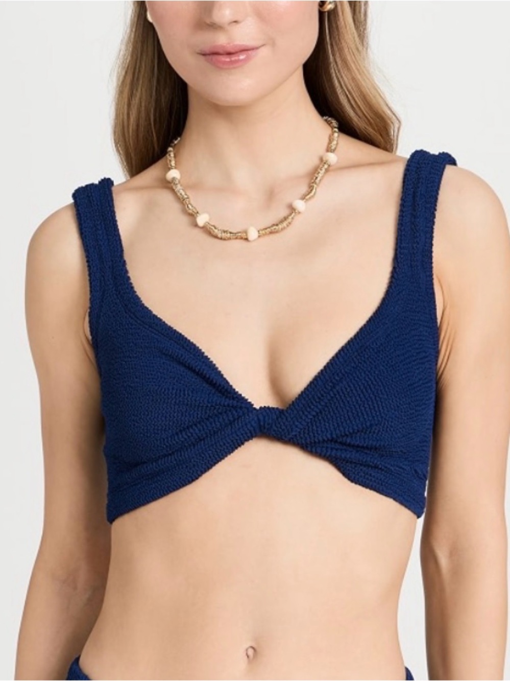 Hunza G Navy Blue Twist Bikini Top